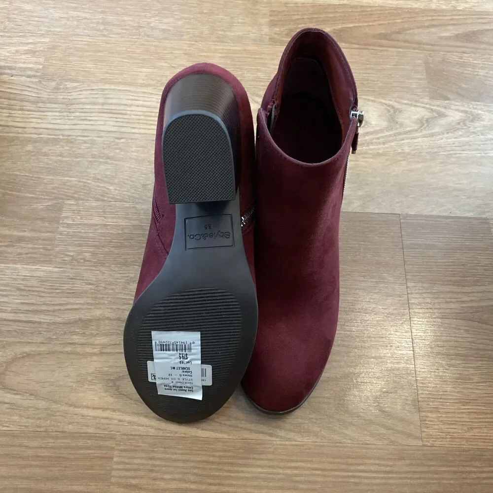 Style & Co Masrinaa Block-Heel Ankle Bootie Scarlet Micro Size 8.5M NIB - Picture 9 of 12